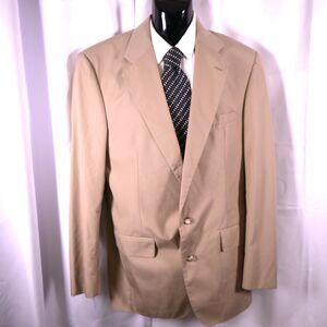 Jos A Bank Mens 42L‎ Beige Single Vent 2-Button Sports Coat Blazer